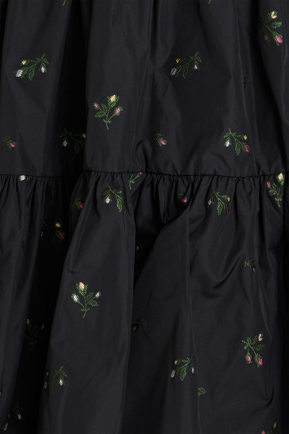 Red Valentino Bow-embellished Gathered Taffeta Mini Dress In Black