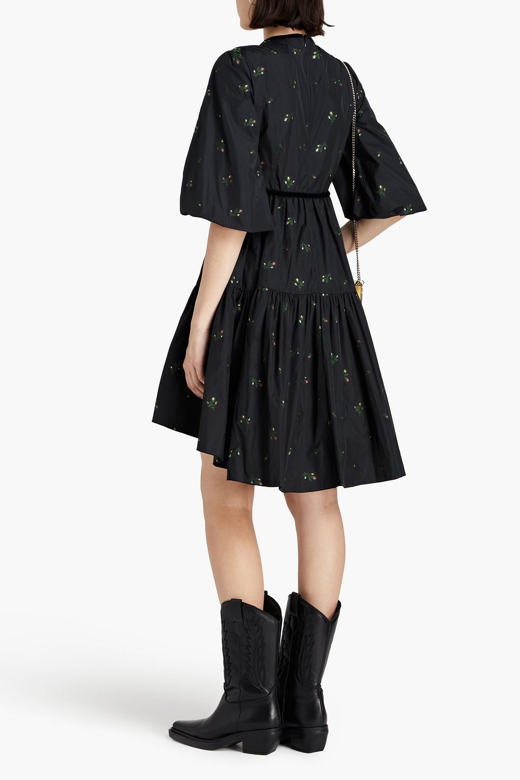 REDVALENTINO فستان قصير من التفتا بنمط فيل كوبيه بطبقات متدرجة
