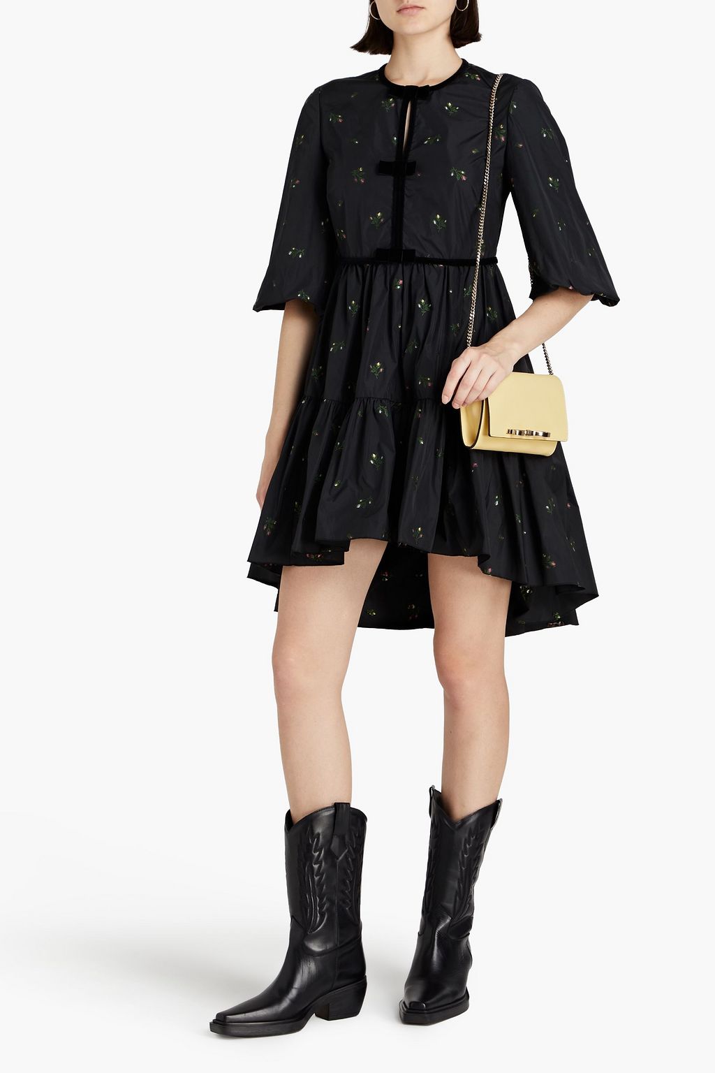 REDVALENTINO فستان قصير من التفتا بنمط فيل كوبيه بطبقات متدرجة