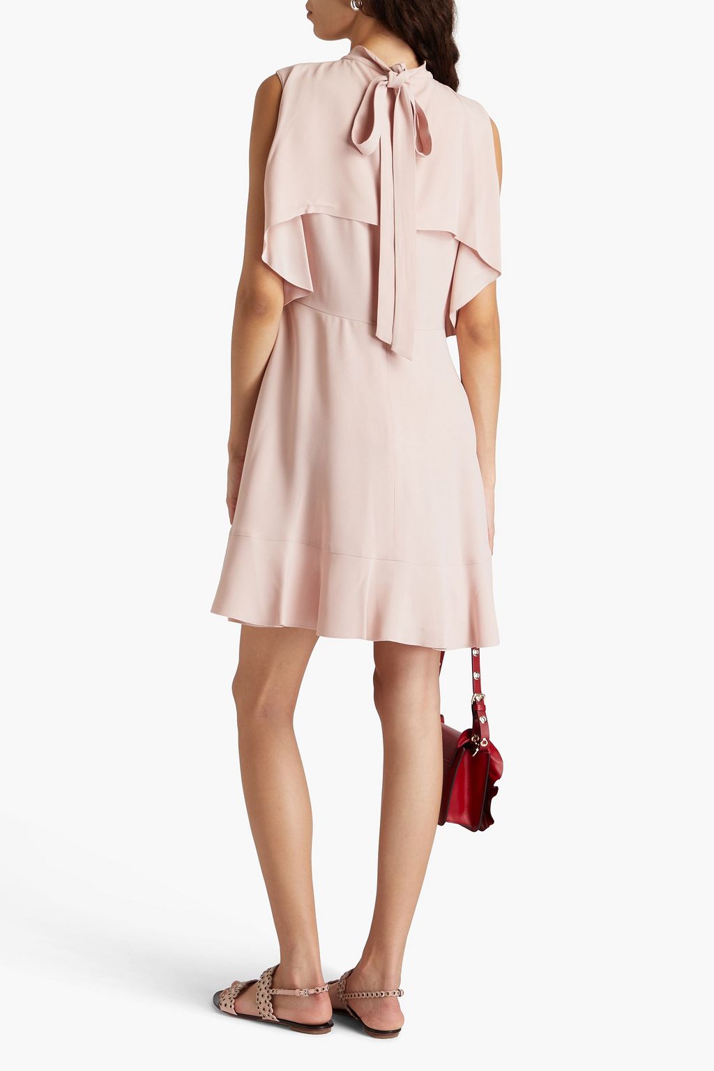 REDVALENTINO فستان قصير مصنوع من ساتان كريب بأسلوب الكاب