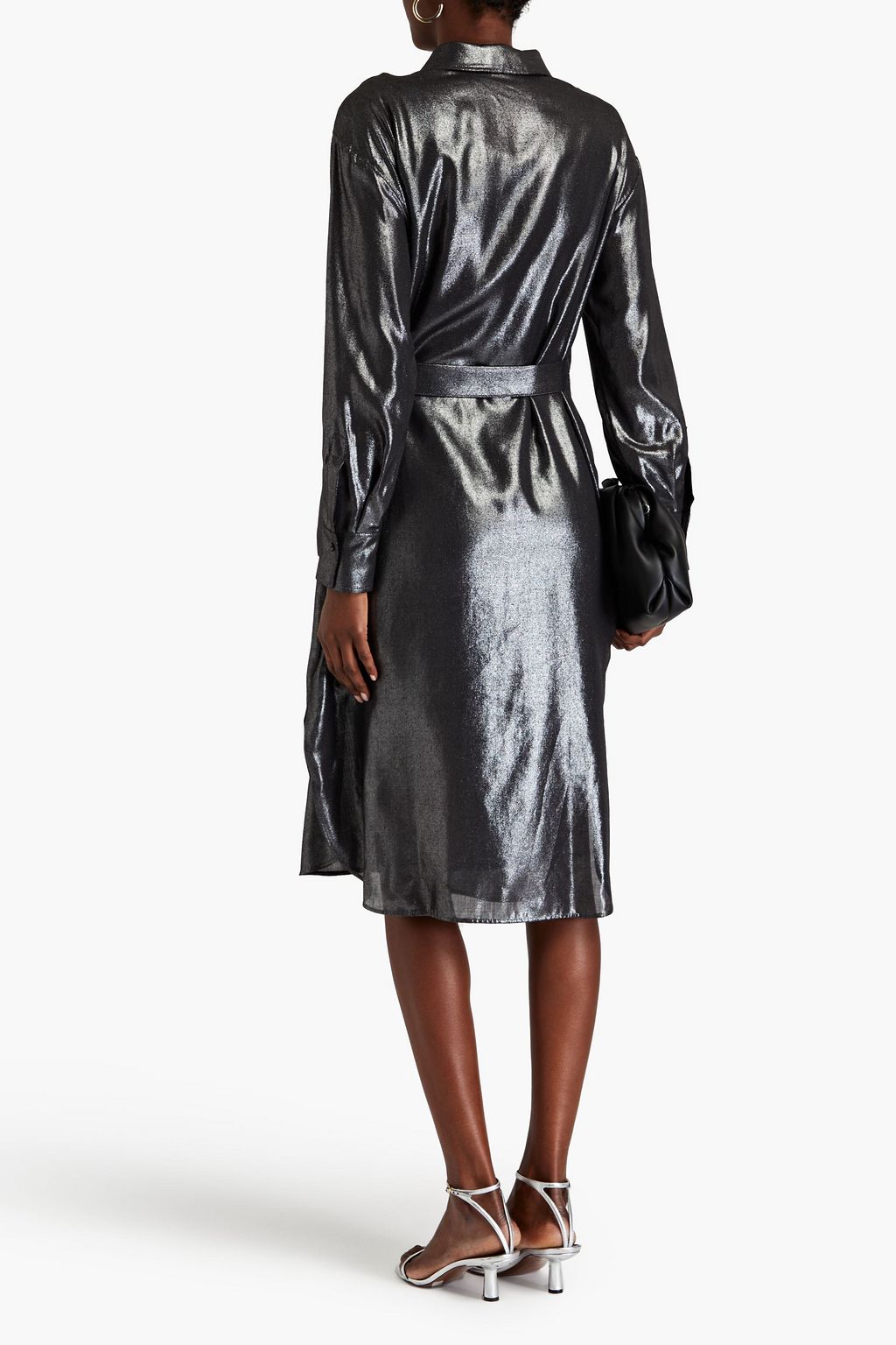 BRUNELLO CUCINELLI Midi-Wickelkleid aus Crêpe mit Metallic-Effekt und Zierperlen