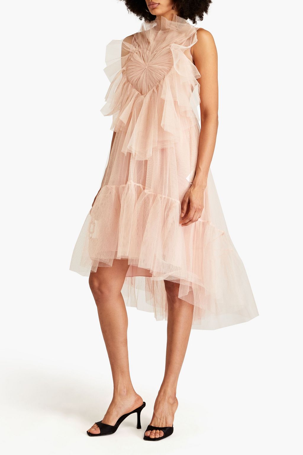REDVALENTINO Ruffled tulle midi dress