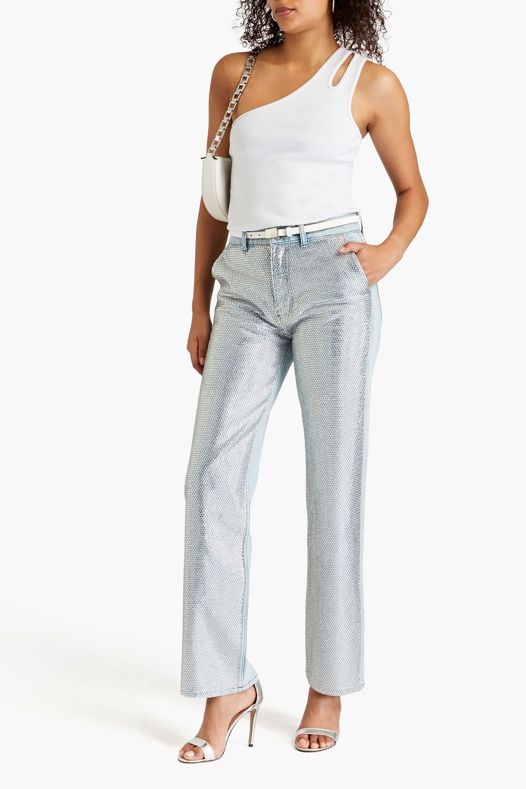 FRAME Le Jane embellished high-rise straight-leg jeans | THE OUTNET