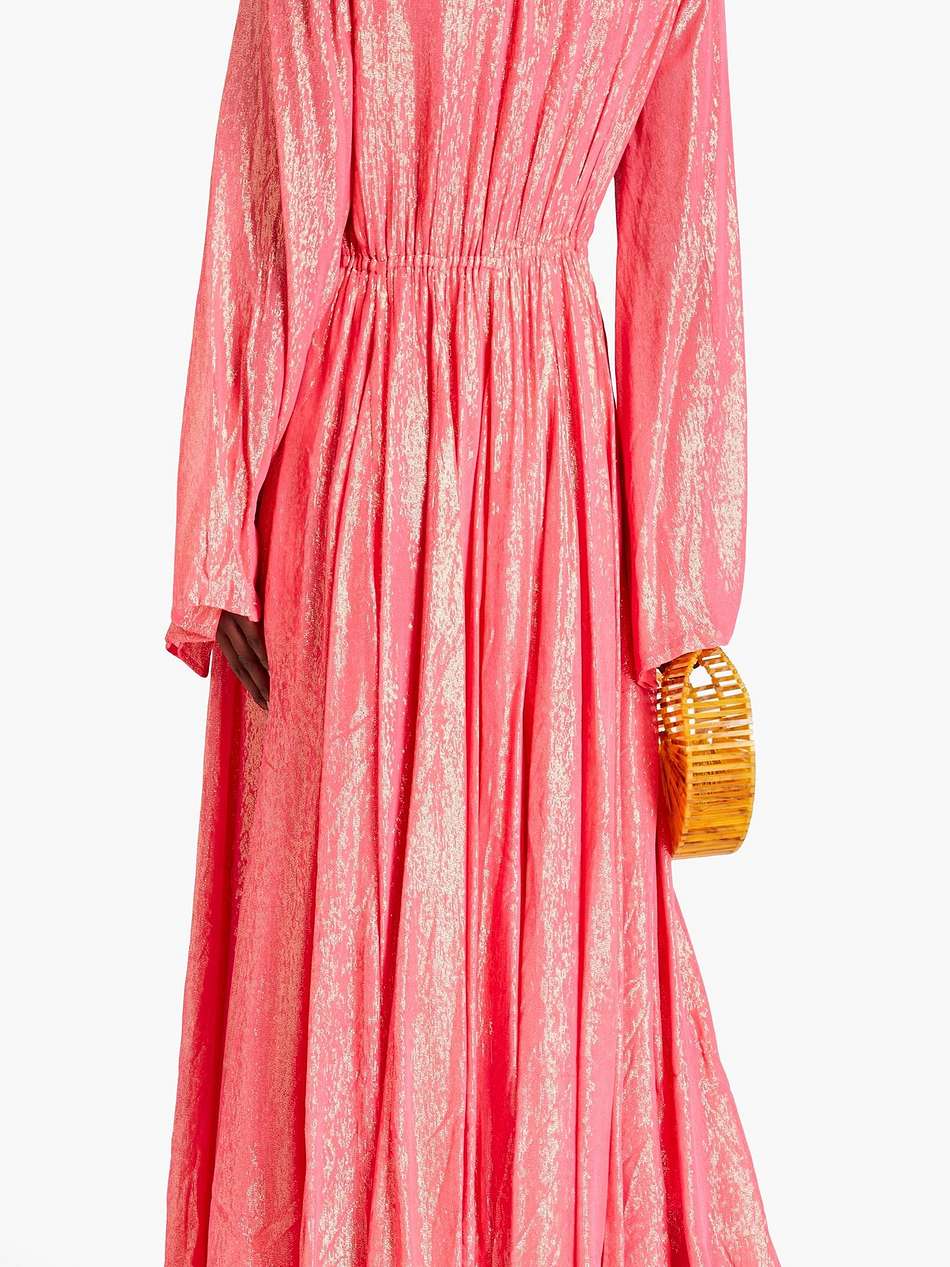 maud metallic gauze midi dress