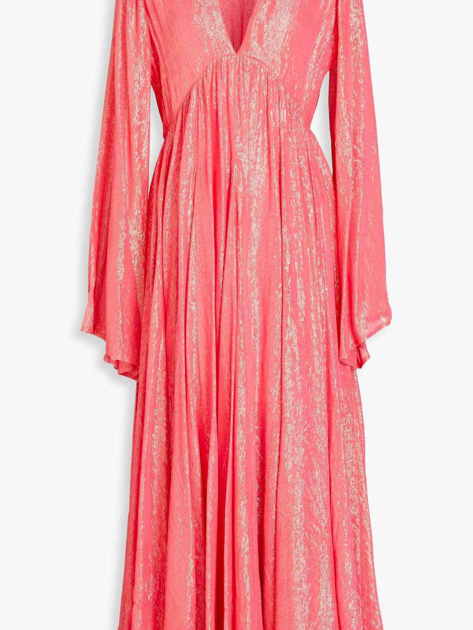 maud metallic gauze midi dress