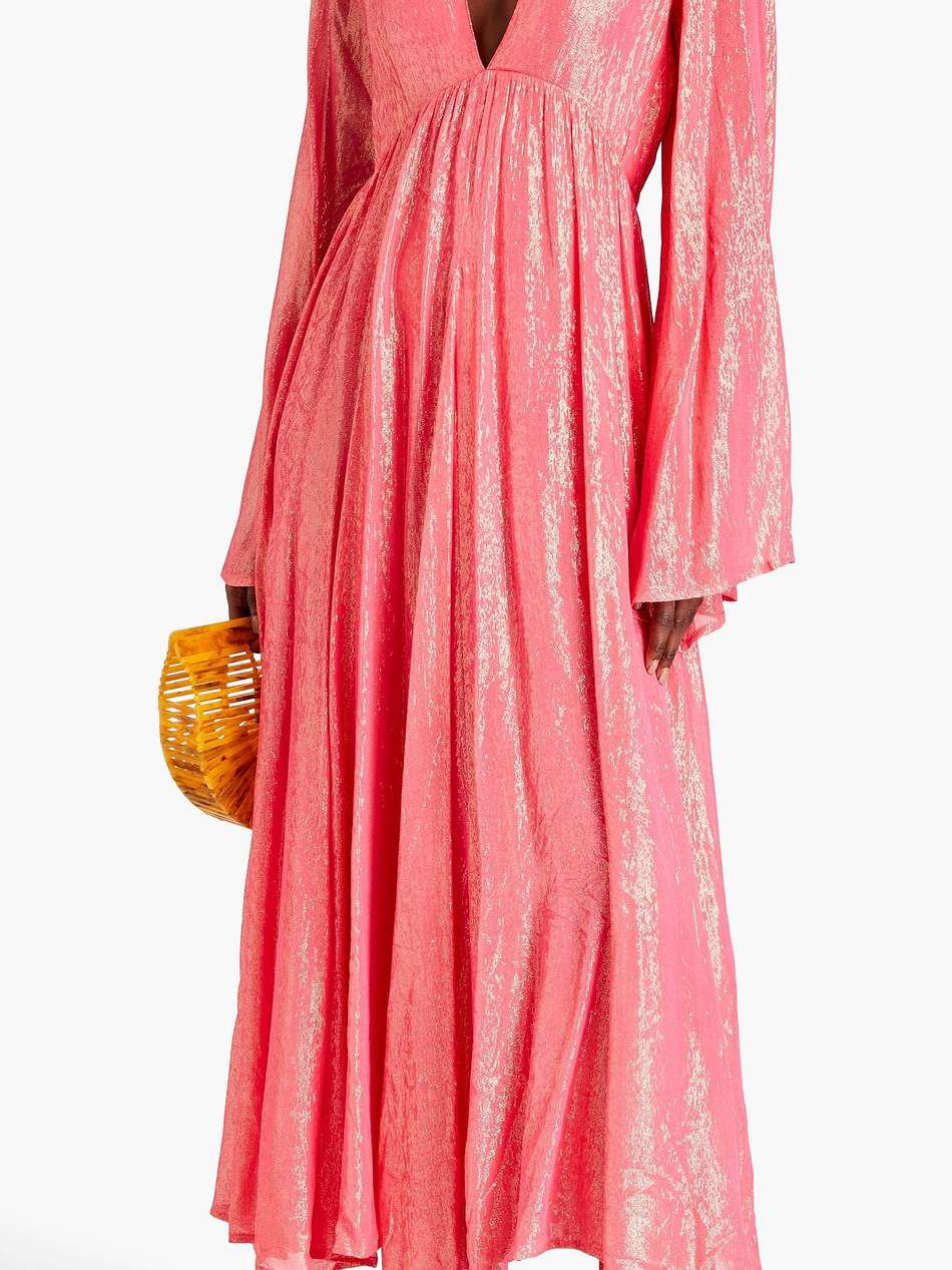 maud metallic gauze midi dress