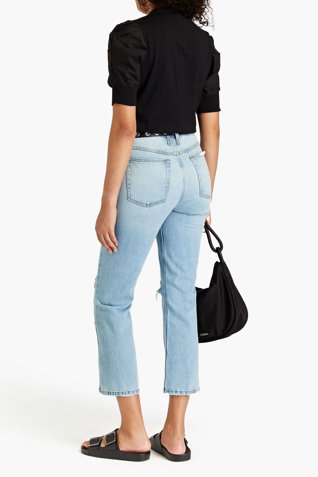 FRAME Poplin-paneled cotton-jersey top