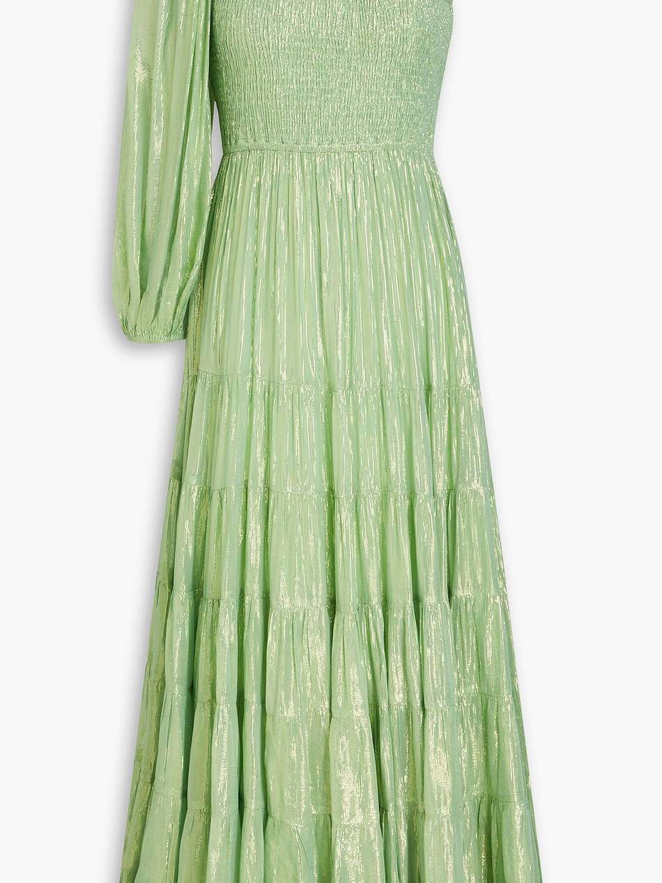 joanna one-sleeve metallic gauze maxi dress