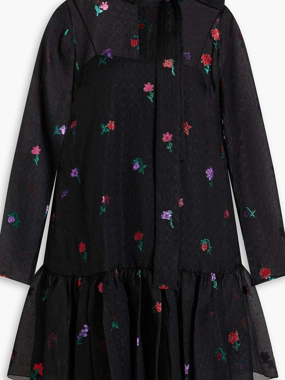 metallic fil coupé organza mini dress