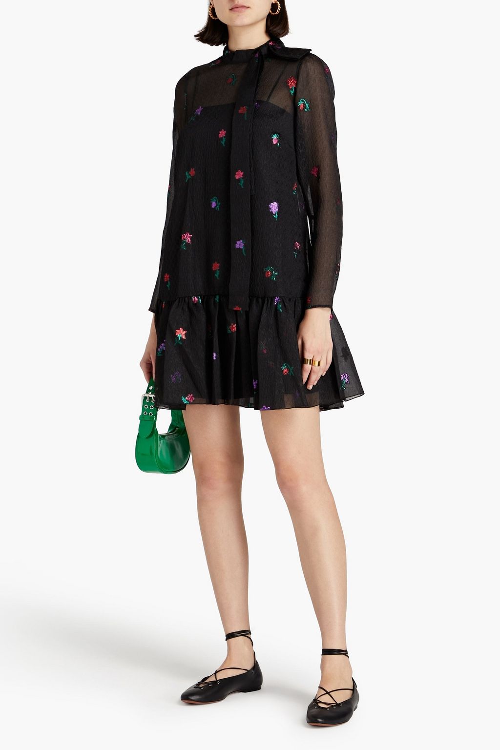 REDVALENTINO Metallic fil coupé organza mini dress