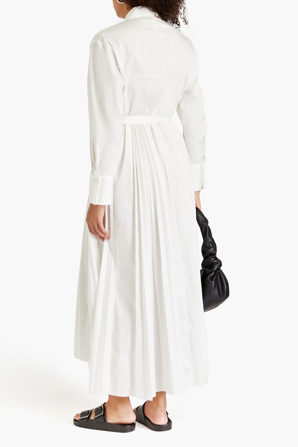 FRAME Pleated cotton-blend poplin and shell maxi shirt dress