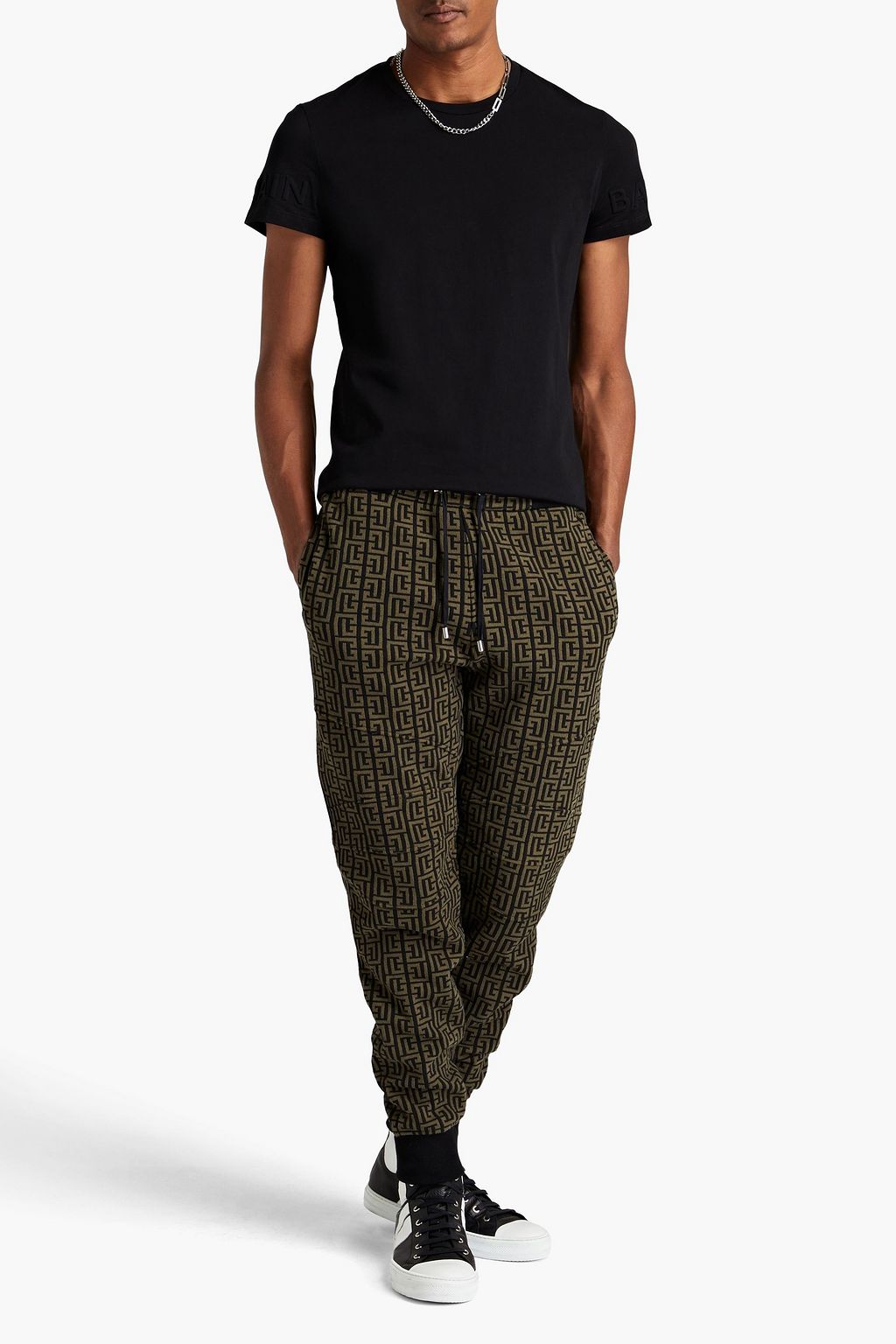 BALMAIN Embossed cotton-jersey T-shirt