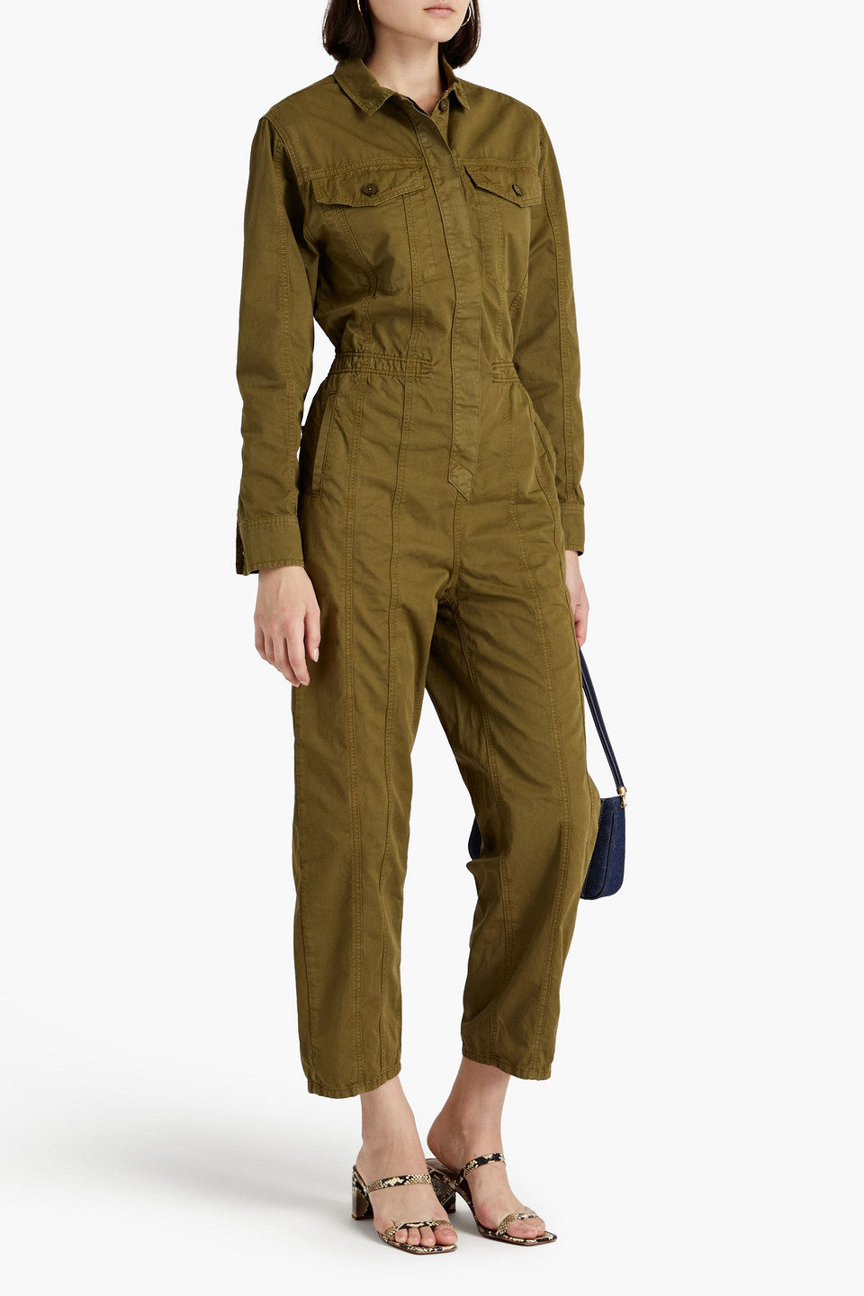 Frame Cinched Jumpsuit In Army Green
