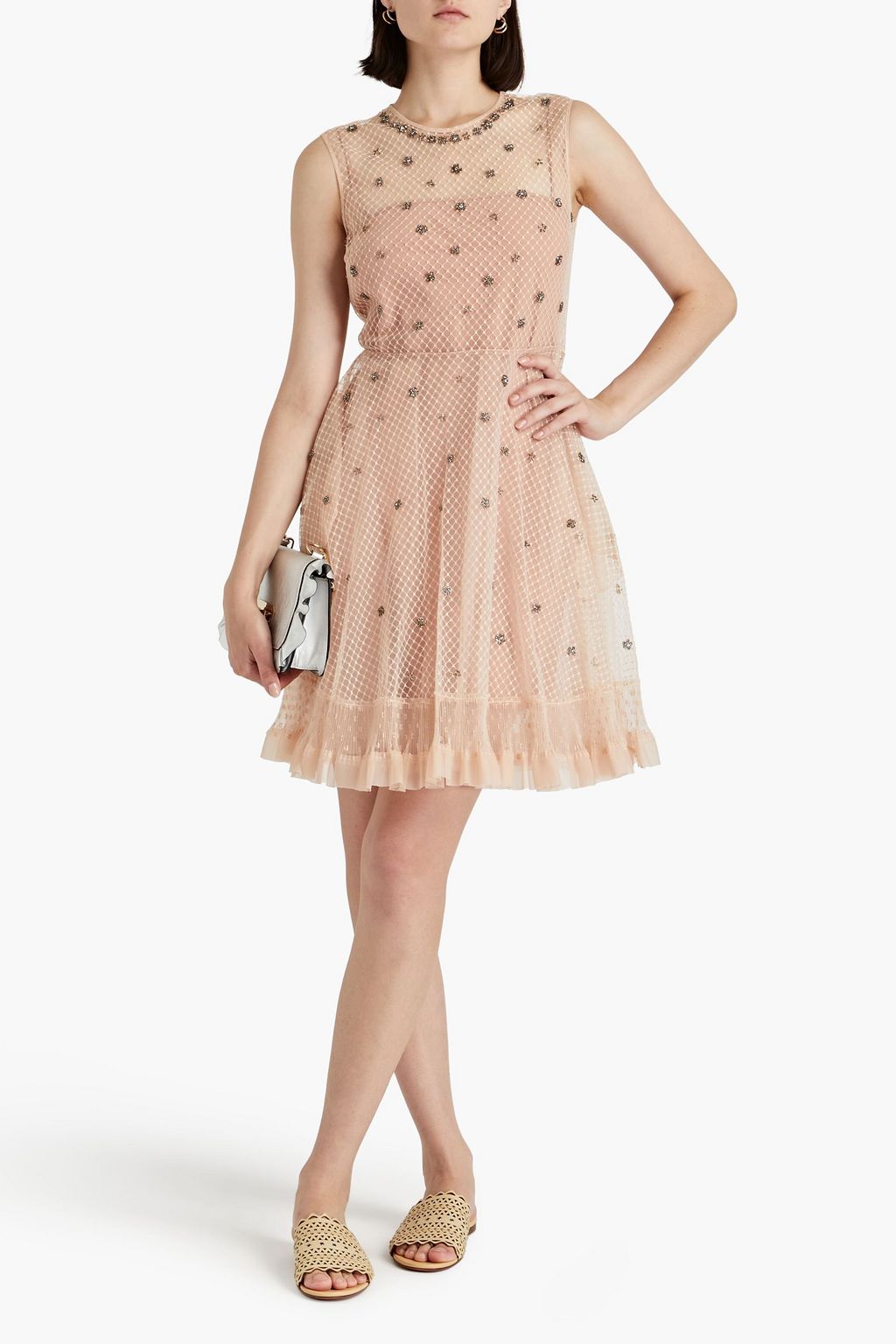 REDVALENTINO فستان قصير مصنوع من قماش بوان ديسبري بتصميم مزركش