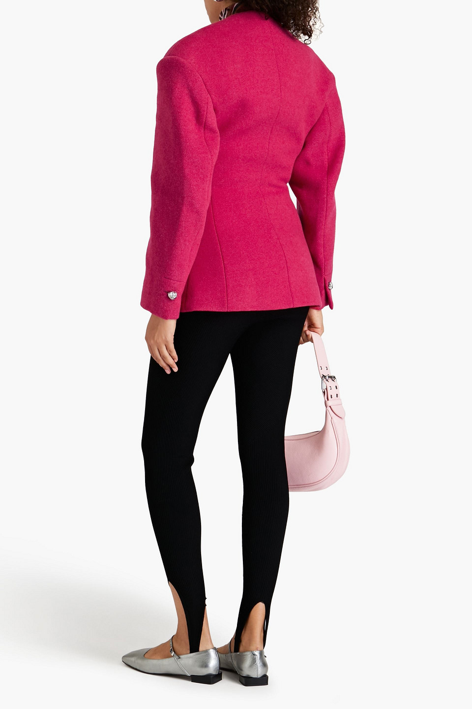 Ganni Wool-blend Twill Blazer In Crimson