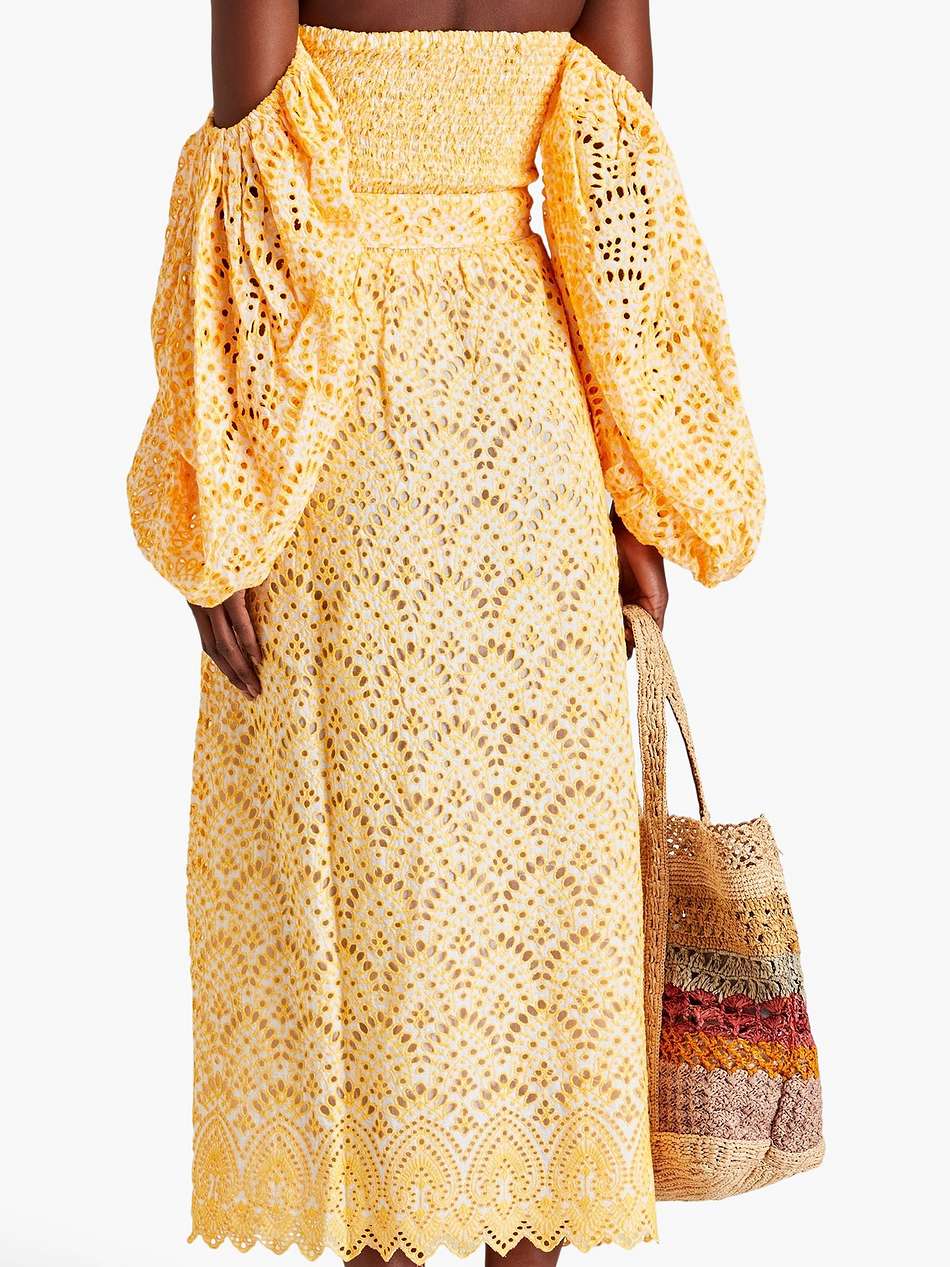 lia off-the-shoulder broderie anglaise cotton midi dress