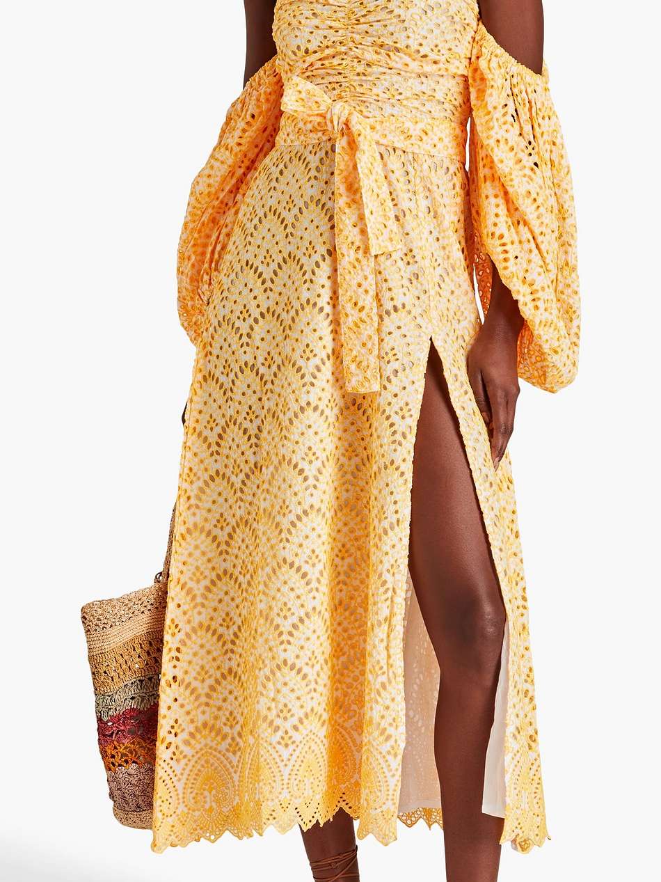 lia off-the-shoulder broderie anglaise cotton midi dress