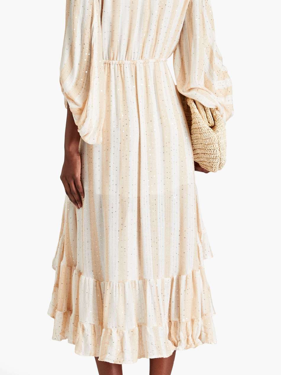 esther sequin-embellished striped jacquard dress