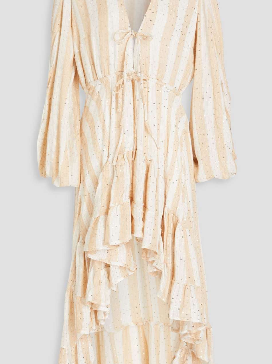 esther sequin-embellished striped jacquard dress