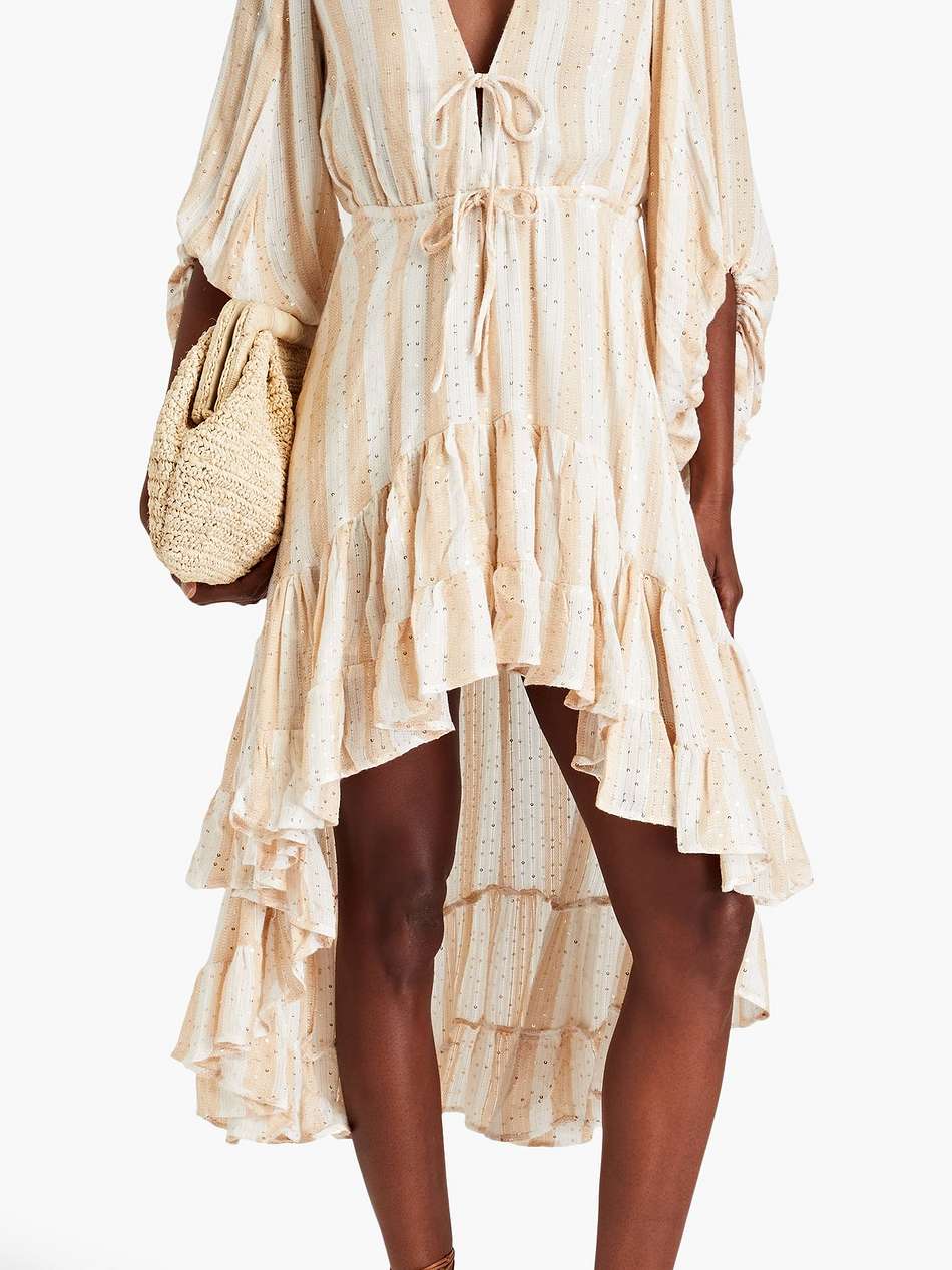 esther sequin-embellished striped jacquard dress
