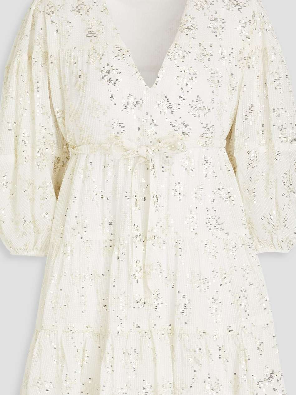 colombe sequin-embellished tiered gauze mini dress