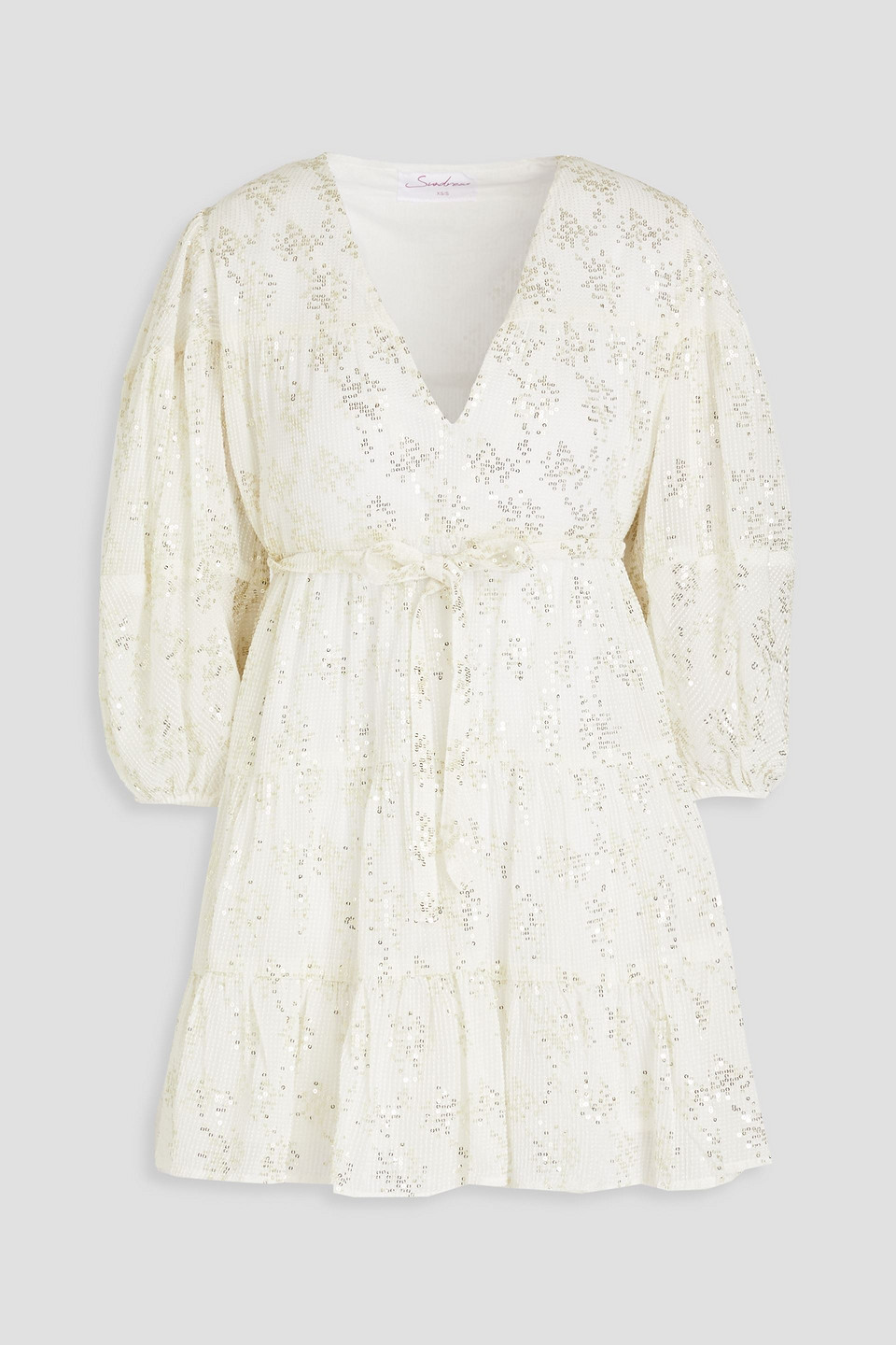SUNDRESS COLOMBE SEQUIN-EMBELLISHED TIERED GAUZE MINI DRESS