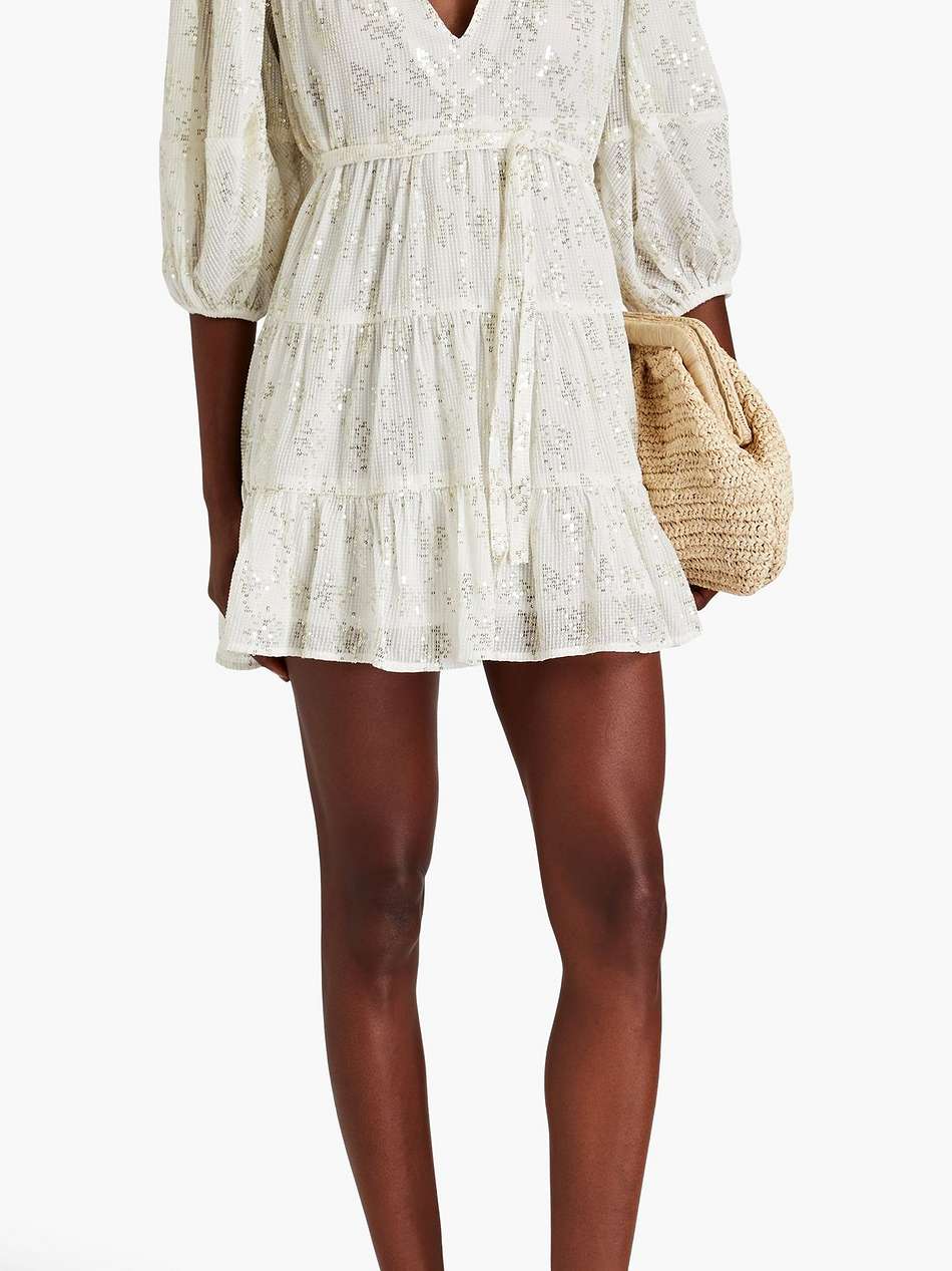 colombe sequin-embellished tiered gauze mini dress