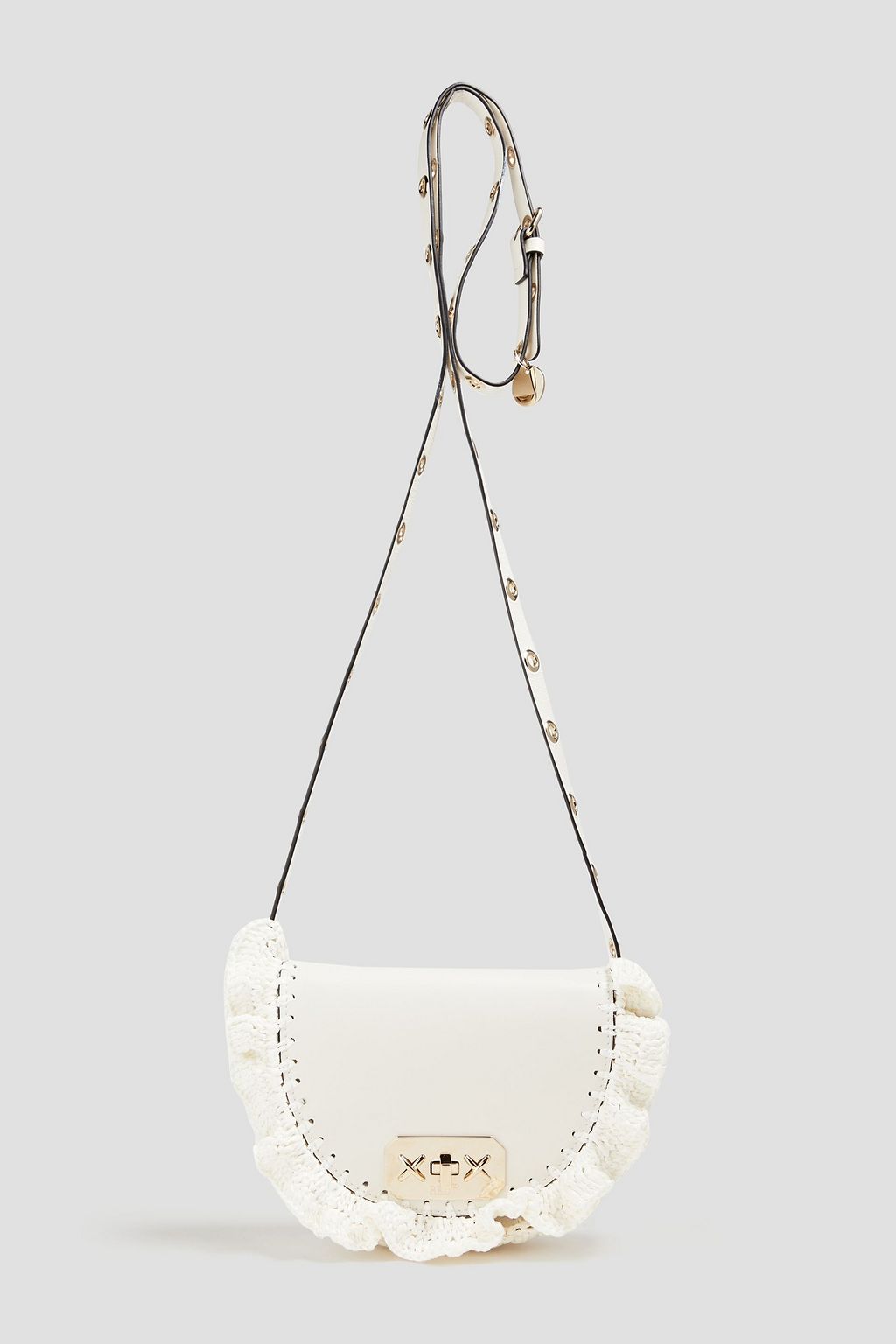 RED(V) Ruffled leather and raffia shoulder bag