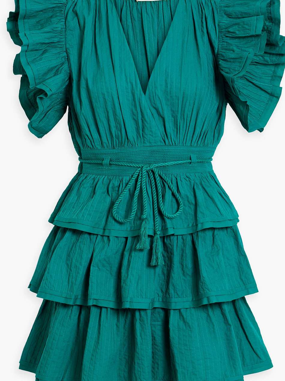 camilla tiered pintucked cotton-poplin mini dress