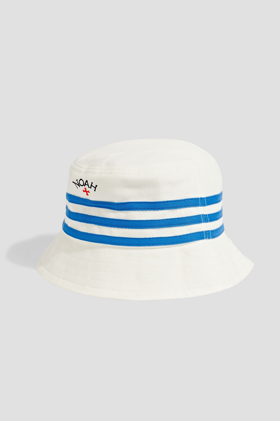 Striped embroidered cotton-piqué bucket hat