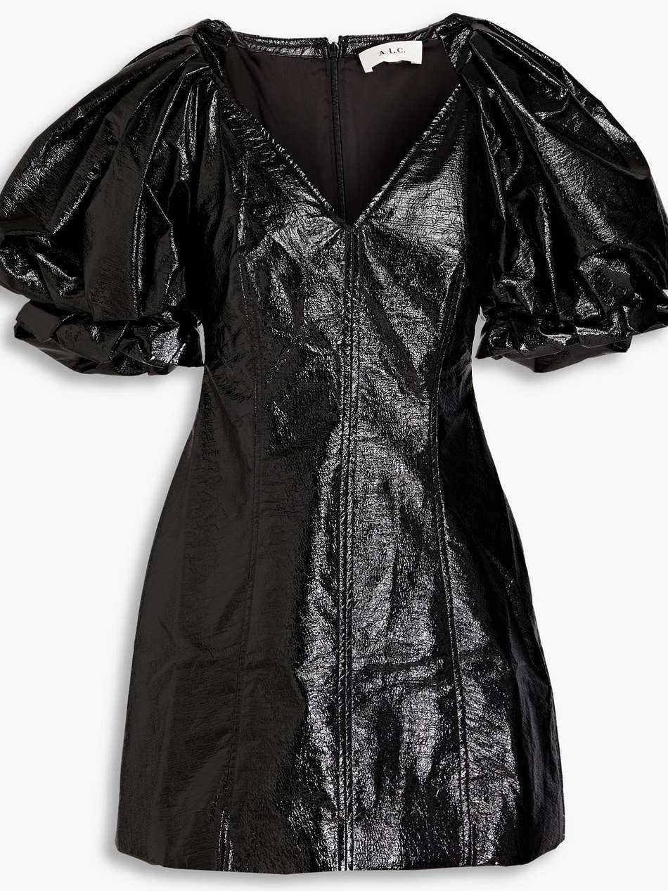 park crinkled faux leather mini dress