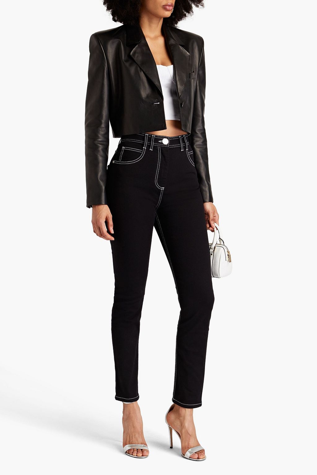 BALMAIN 하이라이즈 슬림 레그 진