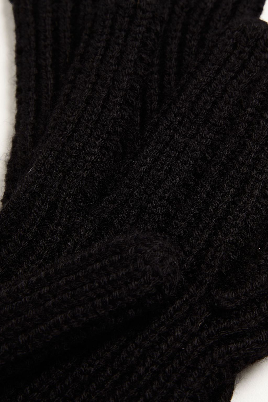 RED(V) Ruffled ribbed wool-blend gloves
