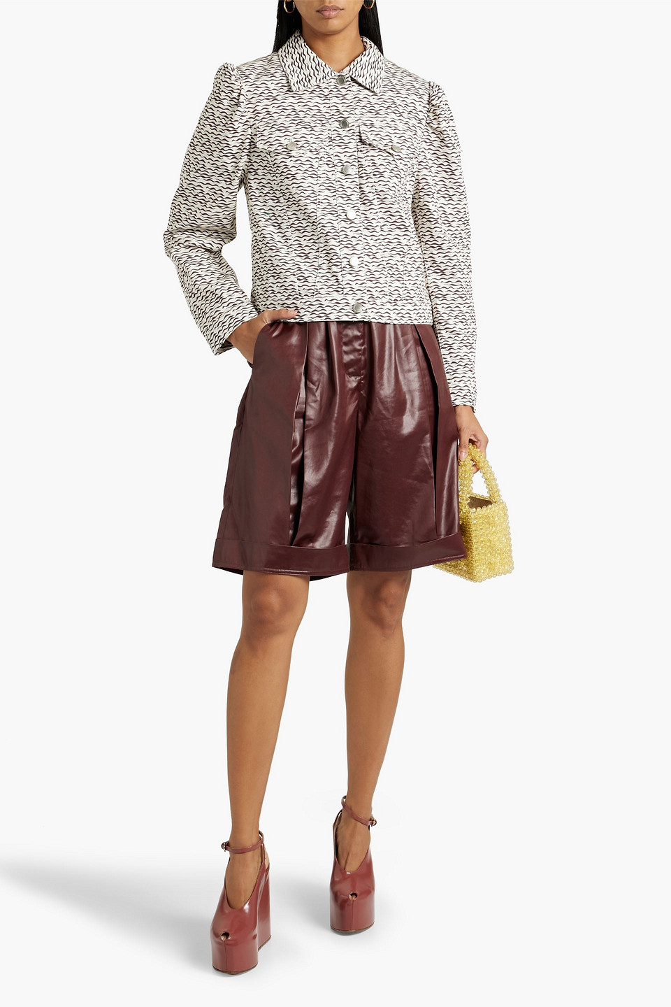 Shrimps Aloea Printed Denim Jacket In Brown