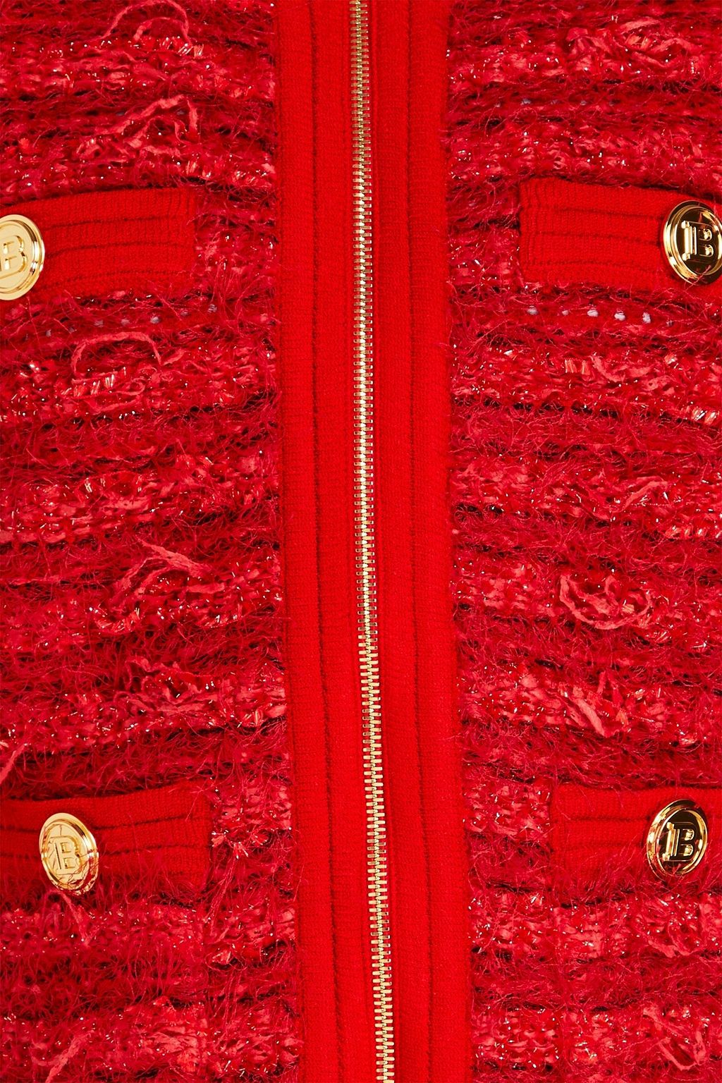 BALMAIN ツイード ジャケット ほつれ加工 メタリック