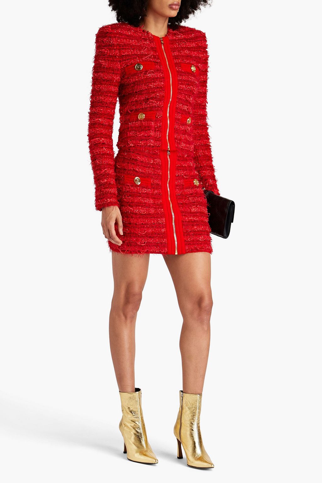 BALMAIN ツイード ジャケット ほつれ加工 メタリック