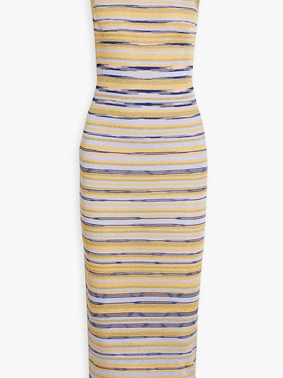 metallic space-dyed knitted midi dress
