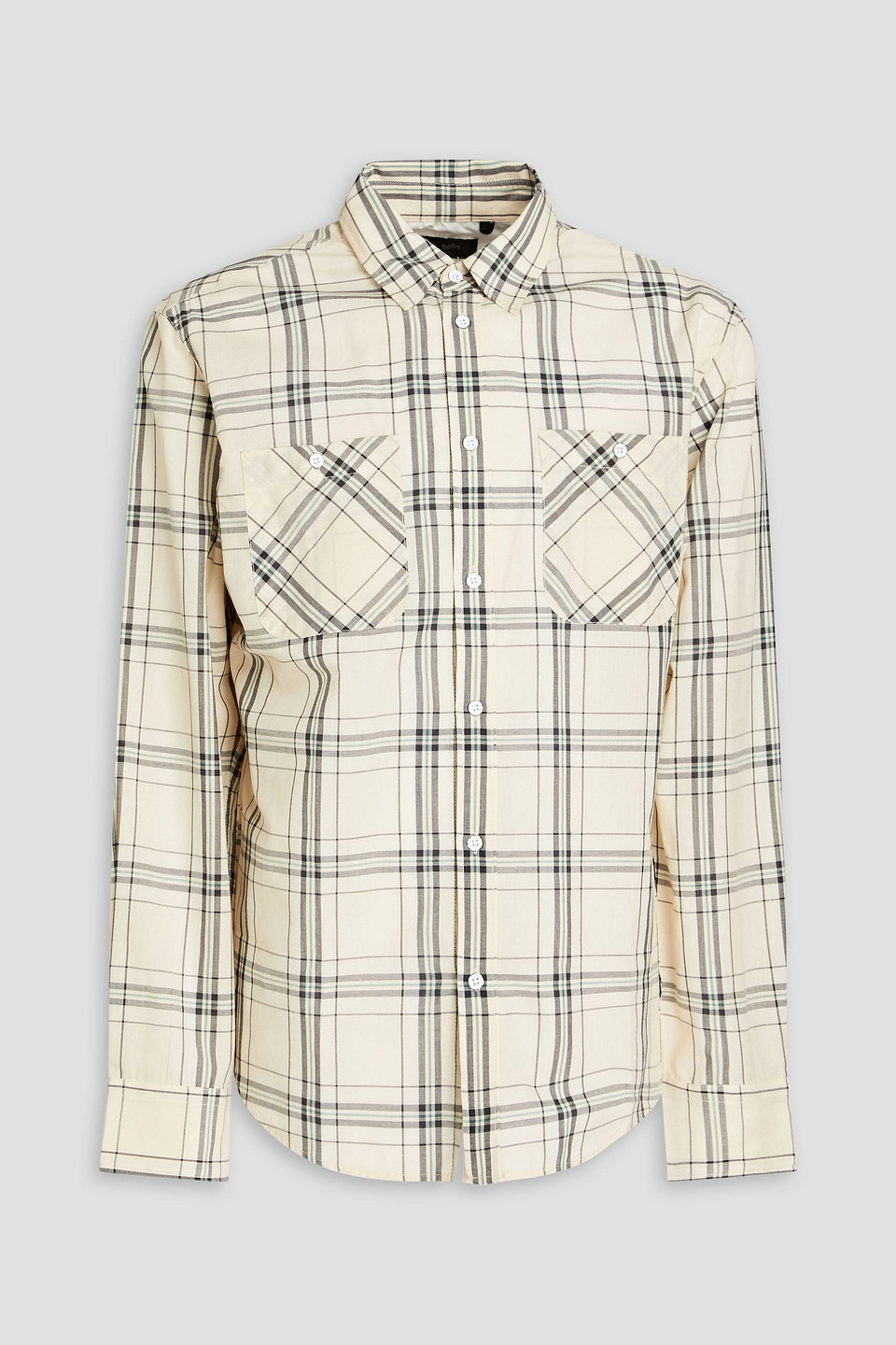 Rag & Bone Gus Checked Cotton Oxford Shirt In Cream