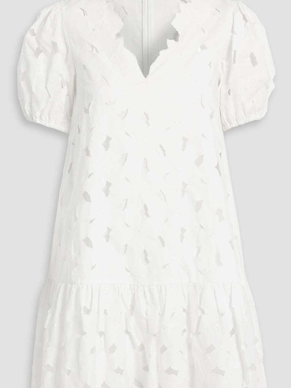 laser-cut embroidered cotton-blend poplin mini dress