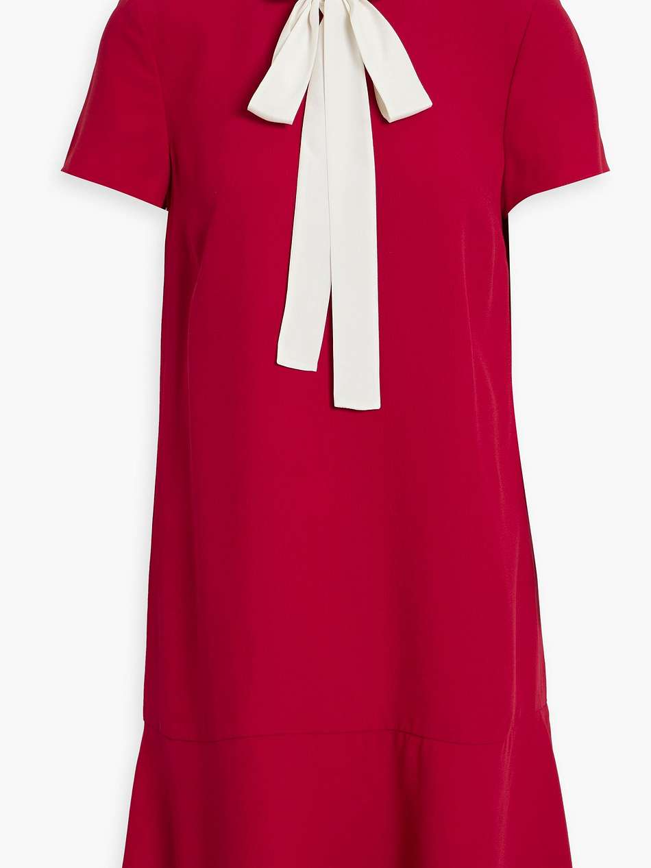 pussy-bow crepe de chine mini dress
