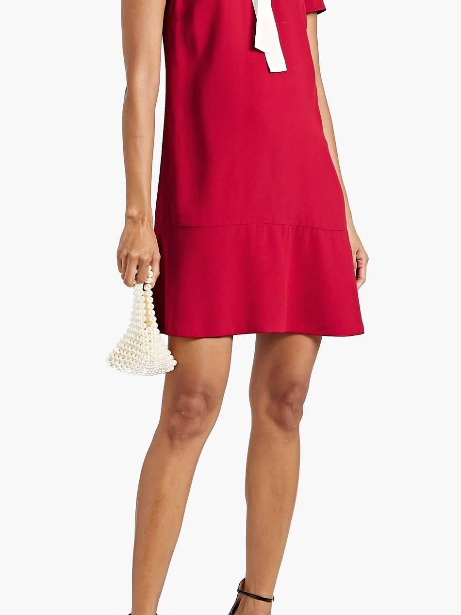 pussy-bow crepe de chine mini dress