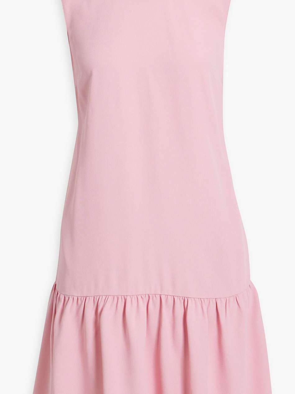 bow-detailed ruffled crepe mini dress