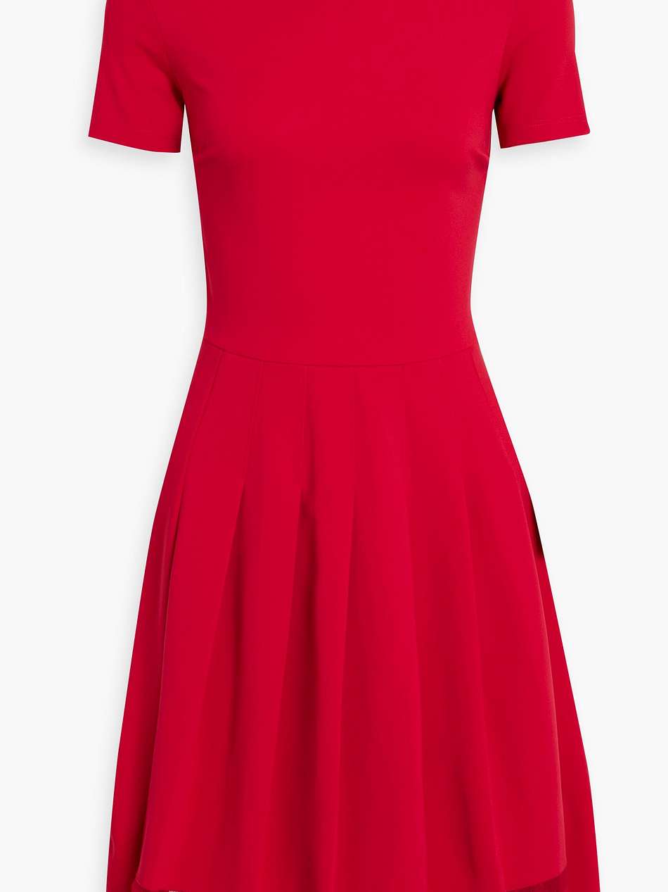 point d'esprit-trimmed pleated stretch-jersey mini dress