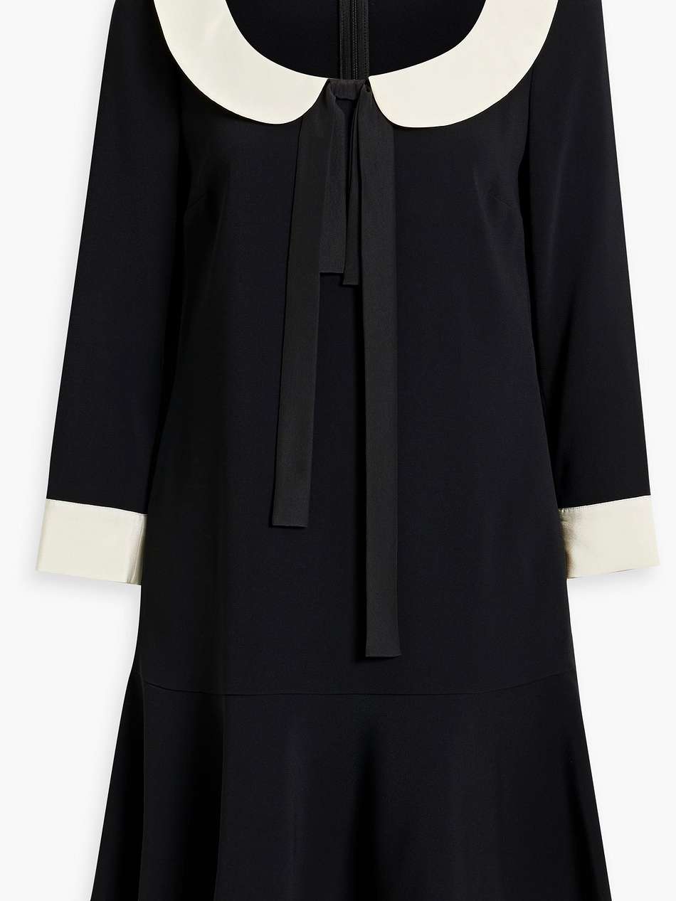 pussy-bow crepe de chine mini dress