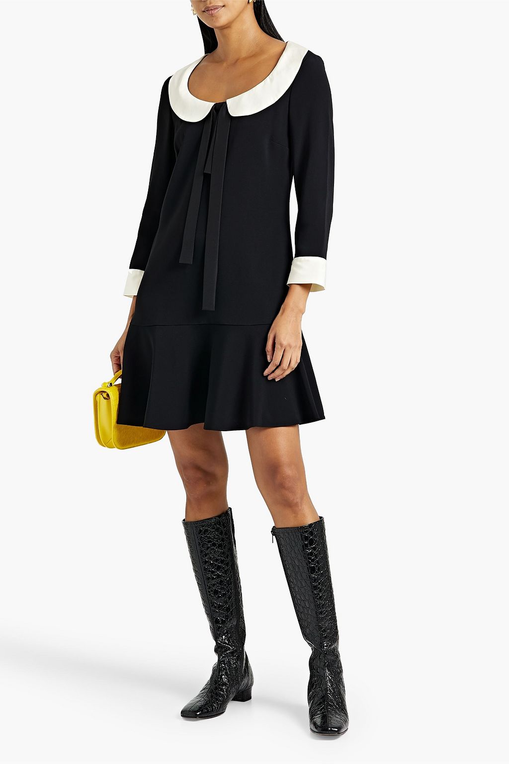 REDVALENTINO Pussy-bow crepe de chine mini dress