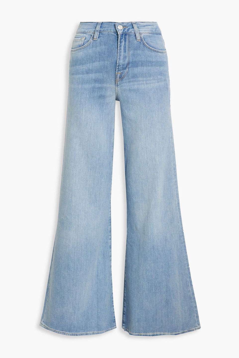 Shop Frame Le Pixie Palazzo High-rise Flared Jeans In Light Denim