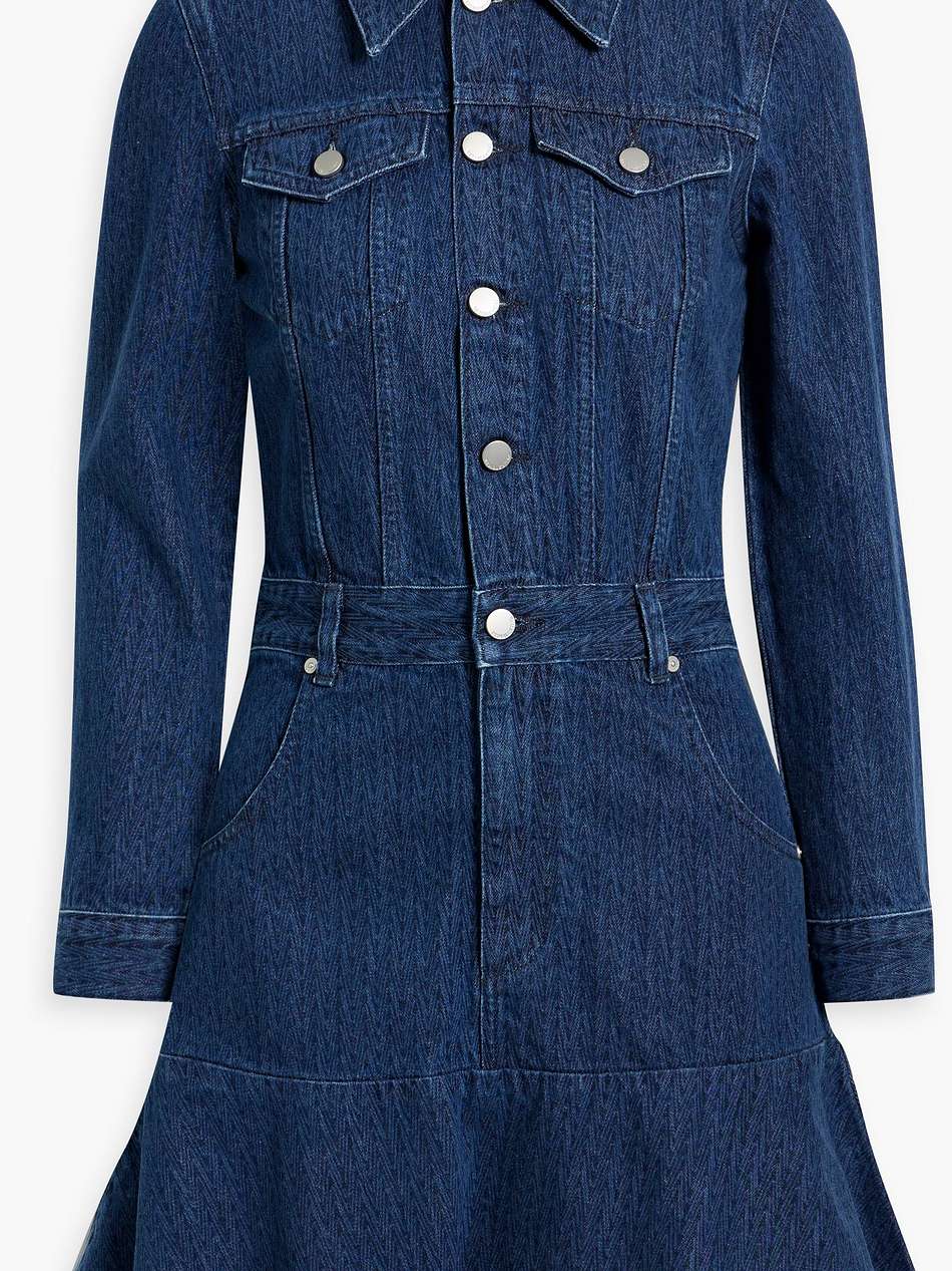 printed denim mini shirt dress