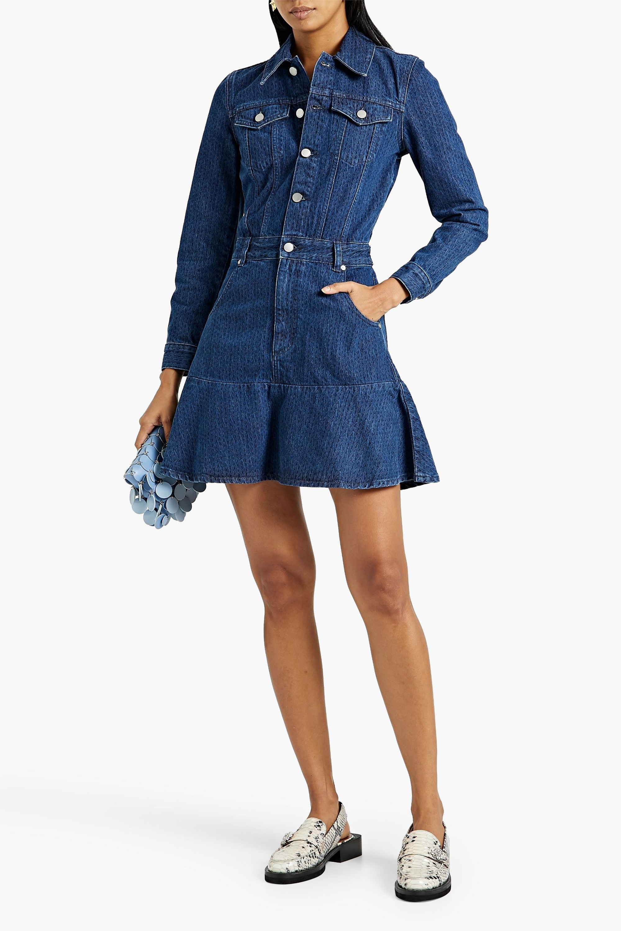 REDValentino Printed denim mini shirt dress