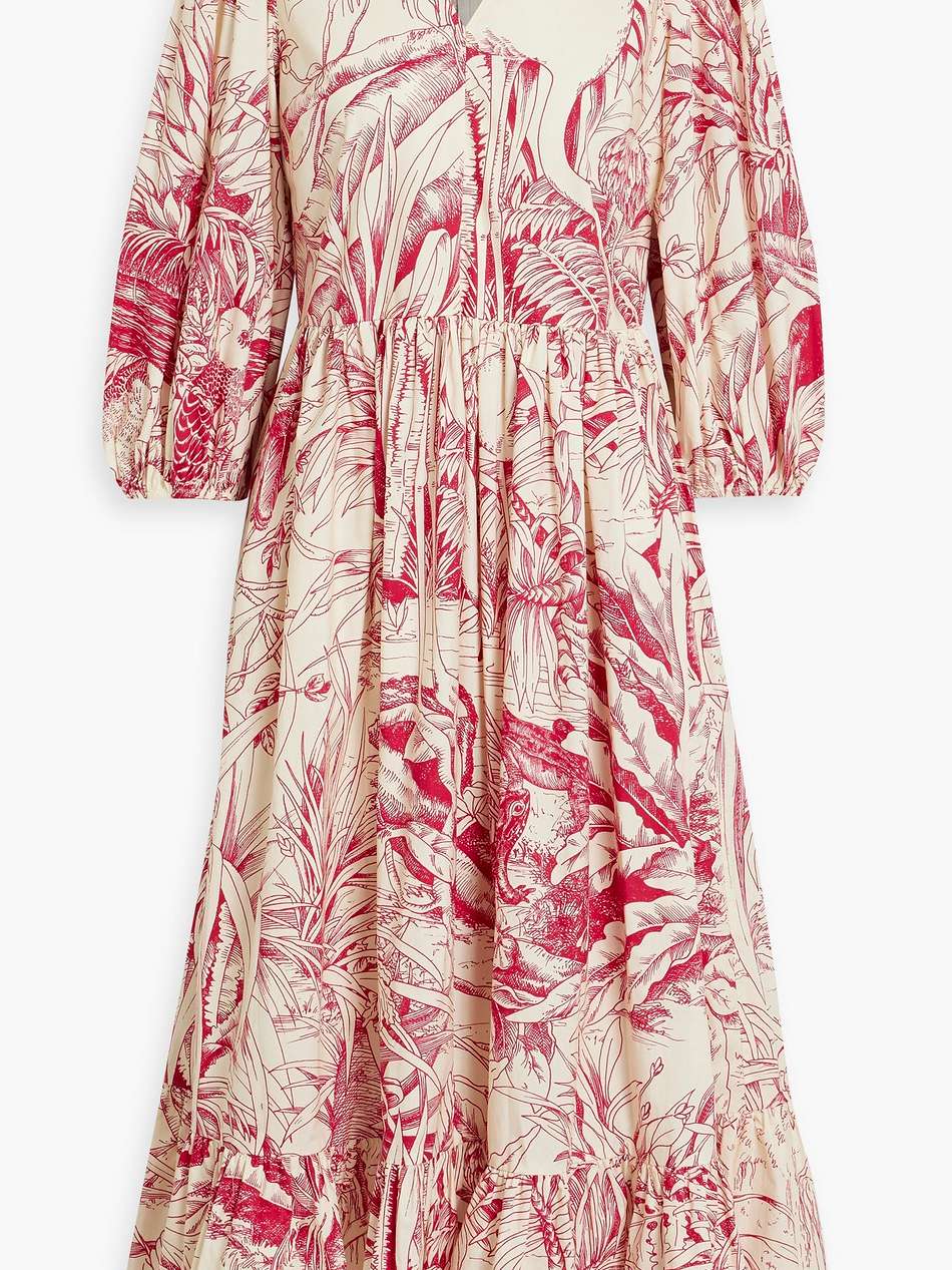 printed cotton-poplin midi dress