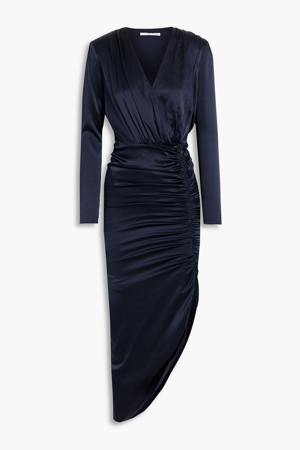 VERONICA BEARD CAMERI ASYMMETRIC RUCHED SATIN DRESS